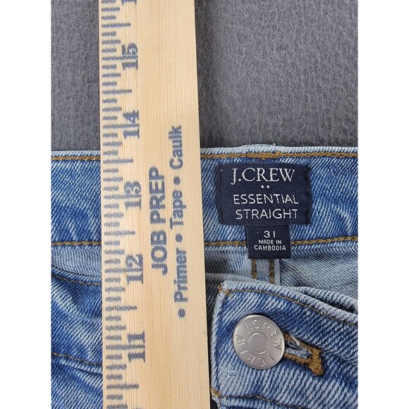 J.Crew Jeans Womens 30x31 Light Wash Essential Straight Raw Hem Stretch CD679 - Picture 8 of 12
